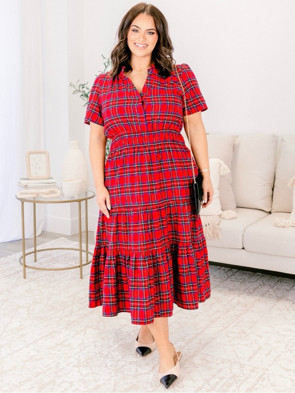 Chic Soul Boutique Red Plaid Somerset Dress